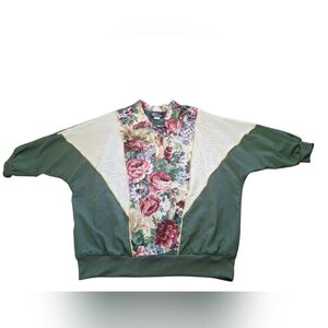 Floral Utility Jacket with Green and Cream Accents